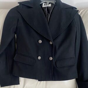 Kut from the Kloth Women's Black Double-Breasted Pea Coat